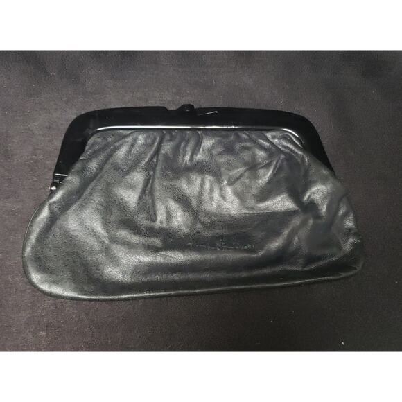 Vintage Genuine Leather Made In Italy Black Clutch Hand Held Purse - Picture 6 of 9